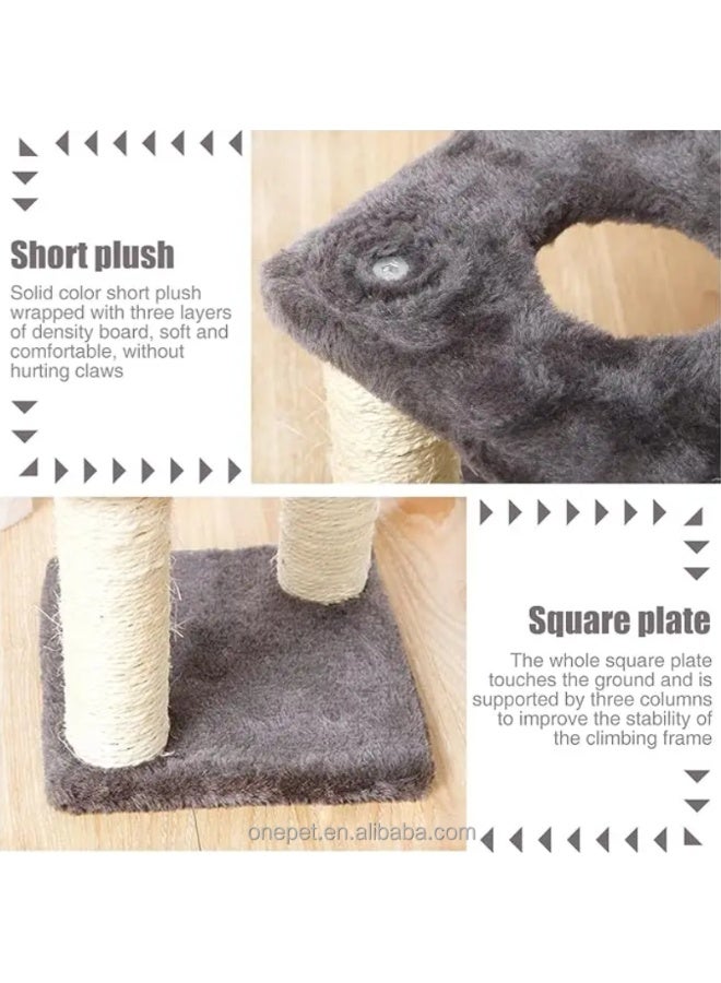 عمود خدش متعدد المستويات للقطط، مزود بأعمدة مغلفة بسيزال، ومنصات مخملية، ولعبة معلقة، 20×20×40 سم - Image 3